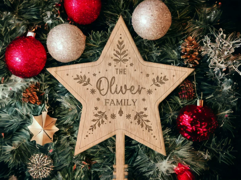 Personalised Family Name Christmas Tree Topper Star - Image 4
