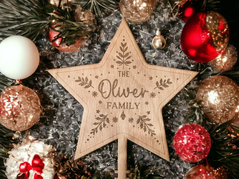 Personalised Family Name Christmas Tree Topper Star