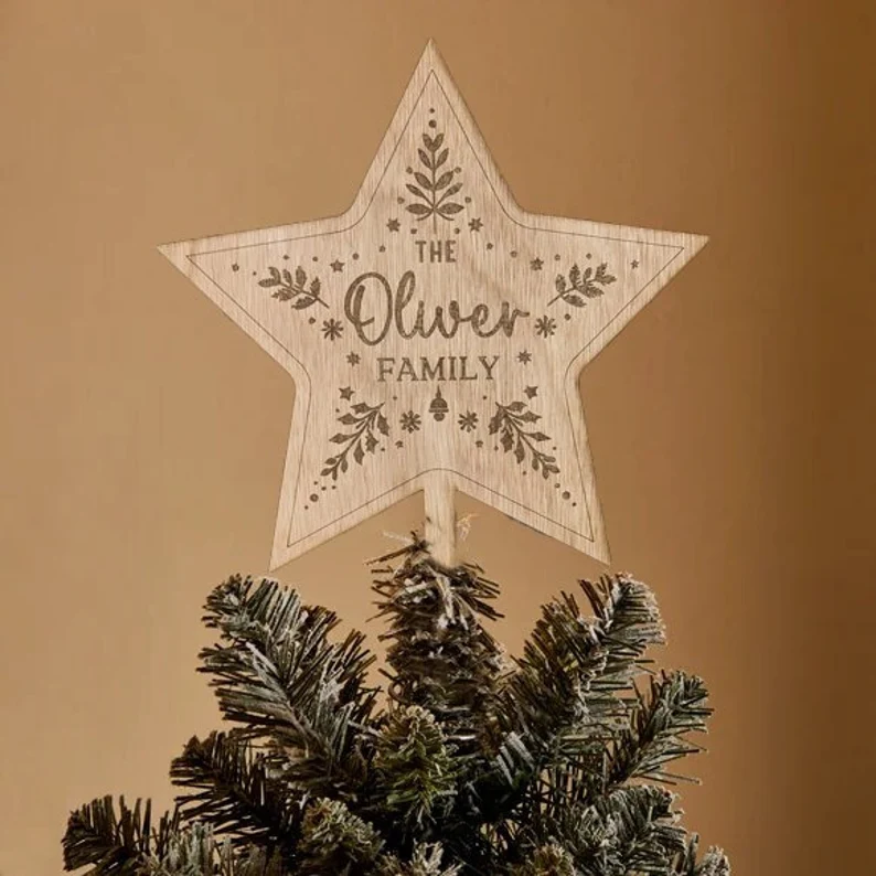 Personalised Family Name Christmas Tree Topper Star - Image 3