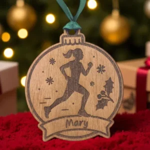 Personalised Women's Runner Christmas Bauble