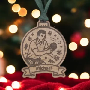 Personalised Male Table Tennis Christmas Bauble