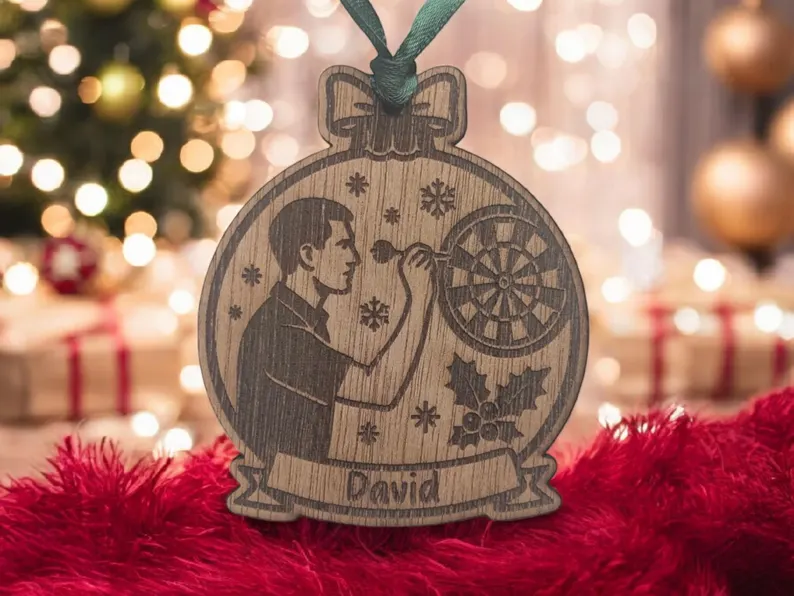 Personalised Male Darts Christmas Bauble