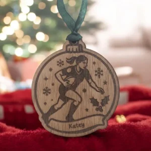 Personalised Female Rugby Christmas Bauble