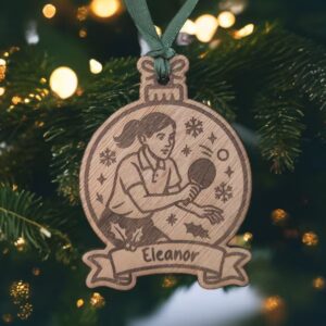Personalised Female Table Tennis Christmas Bauble