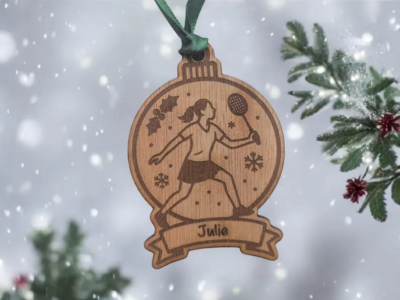 Personalised Female Badminton Christmas Bauble