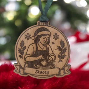 Personalised Female Pottery Christmas Bauble