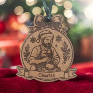 Personalised Wooden Pottery Christmas Bauble