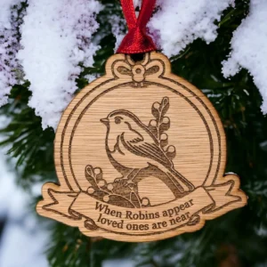Personalised Robin Memorial Christmas Bauble