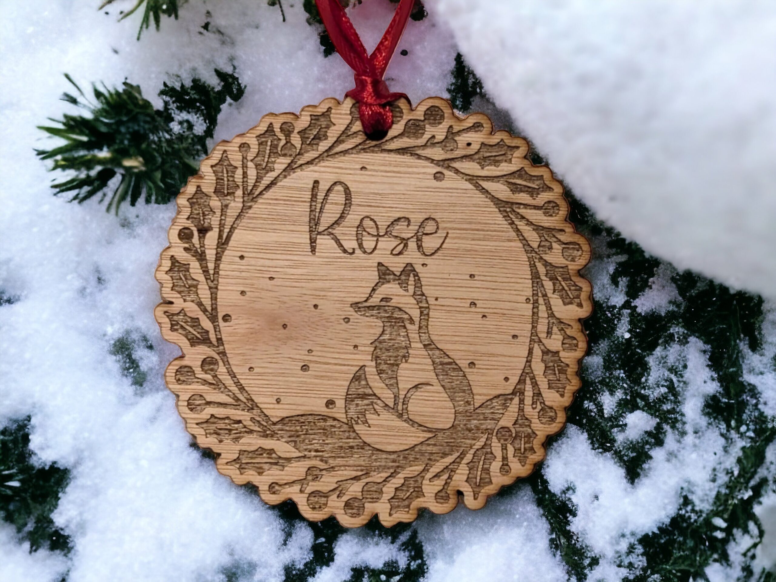 Personalised Fox Christmas Bauble