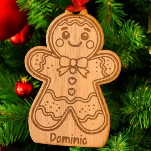 Personalised Wooden Gingerbread Man Christmas Bauble