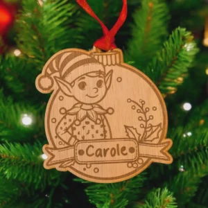 Personalised Elf Christmas Bauble