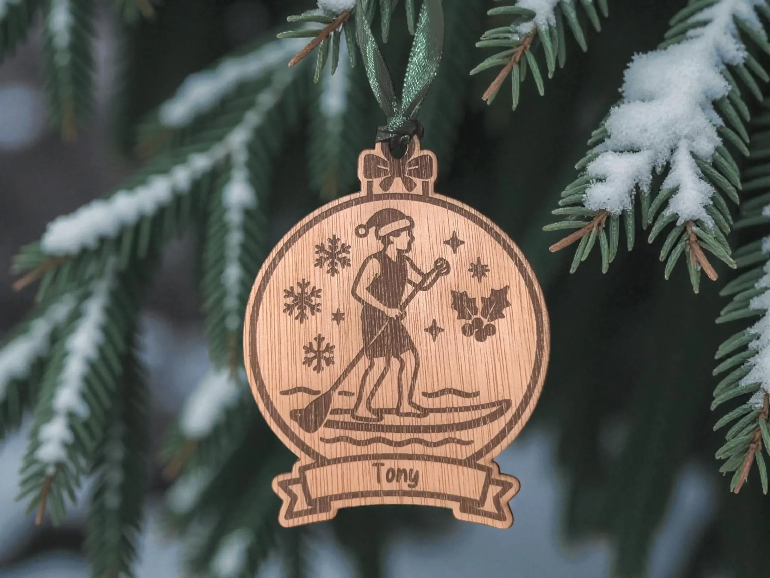 Personalised Stand Up Paddle Board Christmas Bauble - Image 3